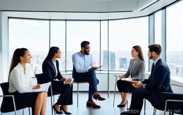 상담심리사 자격증 비전 전망 - **Prompt 1: Modern Corporate Wellness Session**
A vibrant, professional female psychological cou...