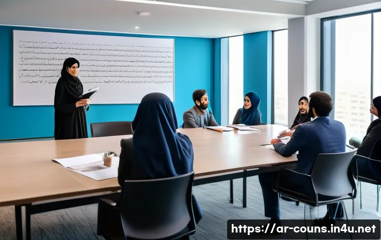 상담심리사 경력 개발 플랜 - A professional Arabic-speaking female psychological counselor conducting a specialized training work...