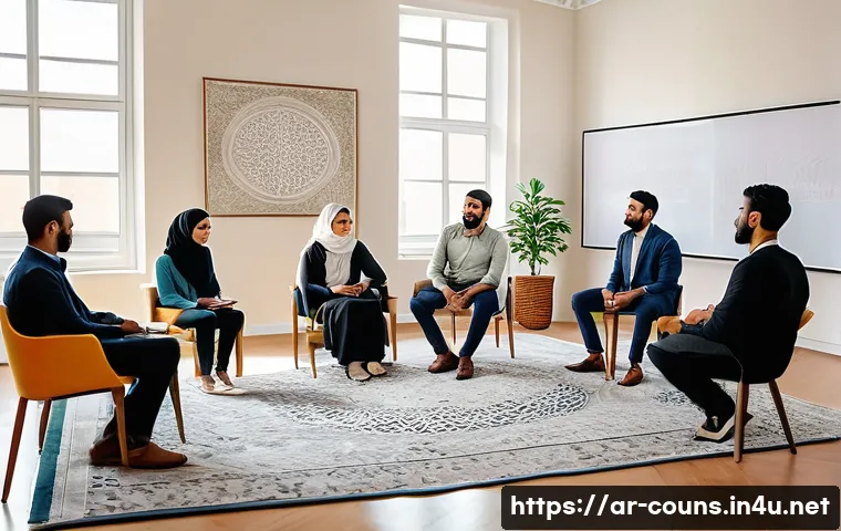 상담심리사와 관련된 필수 워크숍 - A professional Arabic-speaking psychotherapist conducting a workshop on nonverbal communication skil...