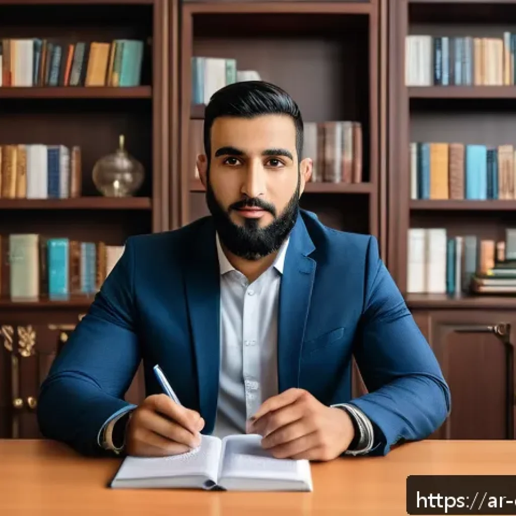 상담심리사 관련 법적 요건 - A professional Arab male psychologist in his 30s, wearing business casual attire with a neat beard, ...