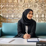 Home 19 상담심리사 윤리적 딜레마 사례 - A professional Middle Eastern female psychologist in a modern therapy room, dressed modestly in busi...