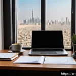 Home 18 상담심리사 업무 일지 작성법 - A professional Arabic-speaking mental health consultant’s workspace in a modern office, featuring a ...